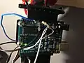 Spliced blue & black cables coming from the battery power line & Pull down resistor for head switch ... stranded cables need to be replaced with solid wires