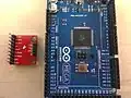Flip the IMU upside-down, pins up. Next to each pin will be a label which denotes its output/purpose. On the Arduino, we will be using one of the GND slots, a 3.3V slot, and Analog slots A0 through A4.