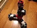 Tribot with all three pvc pipes temporarlly attached with gorilla tape